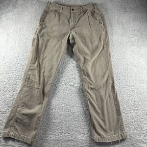 Carhartt‎ Pants Mens 33x32 Khaki Beige Brown Relaxed Fit Distressed Thrashed